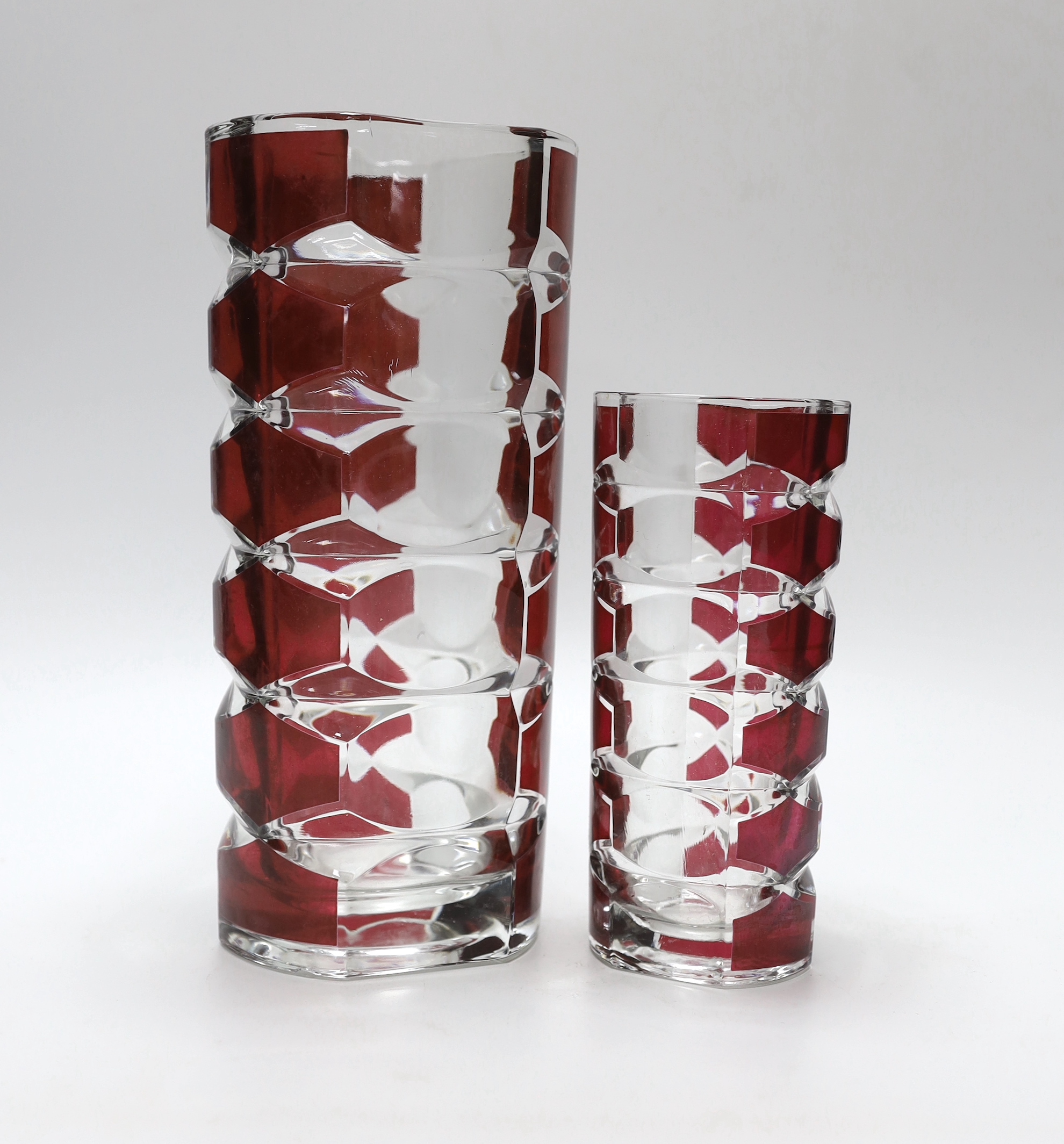 Two French studio ruby flashed glass vases, largest 24cm high